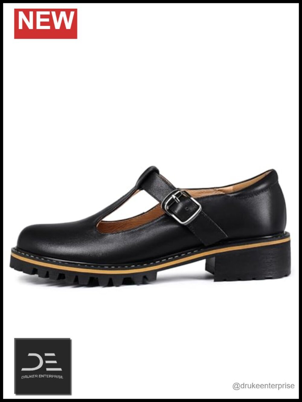 Women's Leather Oxford Mary Jane Shoes Platform Chunky Low Heels Retro Round